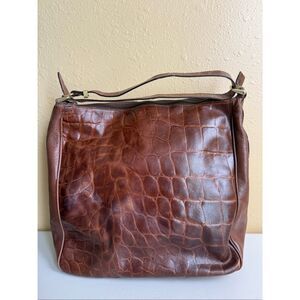 Vintage Paola Del Lungo Italian Leather Shoulder Bag – Croc Embossed